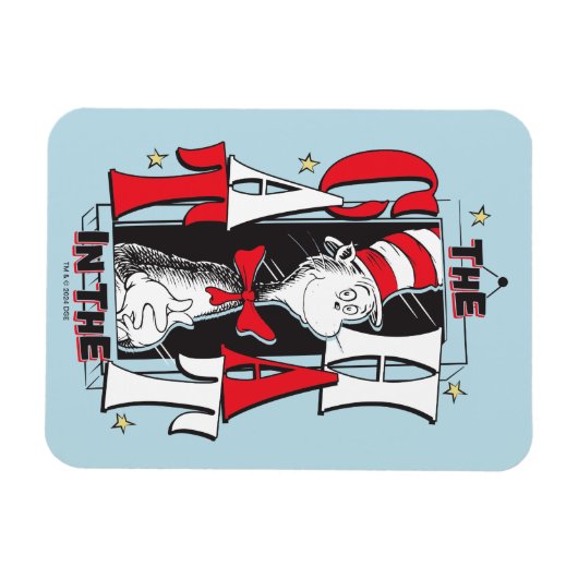 Katze im Hut | B&W Text Magnet (Horizontal)