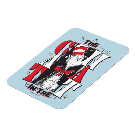 Katze im Hut | B&W Text Magnet (Linke Seite)