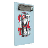 Katze im Hut | B&W Text Mini Klemmbrett (Schrägansicht)