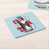 Katze im Hut | B&W Text Rechteckiger Pappuntersetzer (angewinkelt)