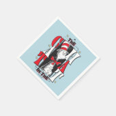 Katze im Hut | B&W Text Serviette (Ecke)