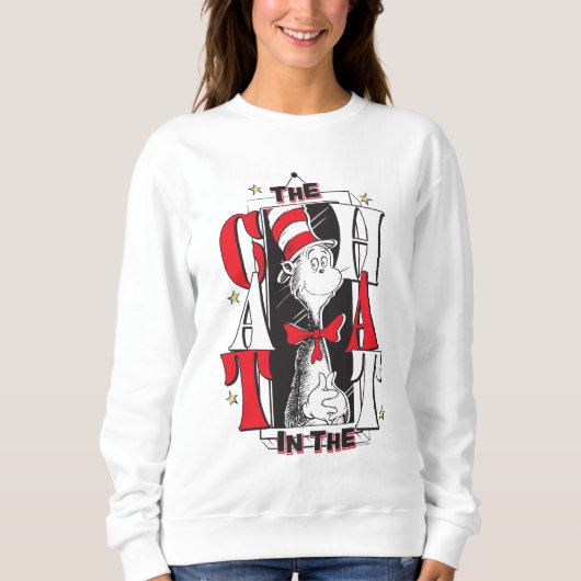 Katze im Hut | B&W Text Sweatshirt (Vorderseite)