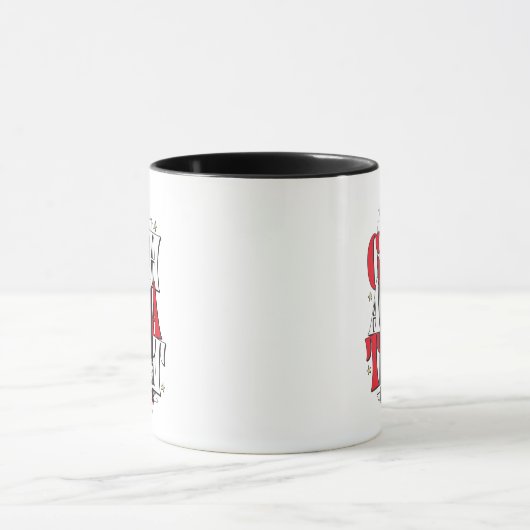Katze im Hut | B&W Text Tasse (Zentrum)