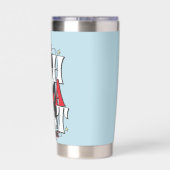 Katze im Hut | B&W Text Thermobecher (Rückseite)