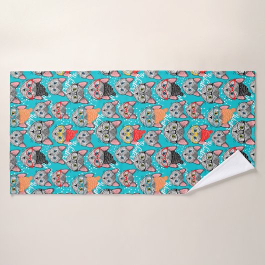 Katze im Hut Badehandtuch (Badehandtuch)