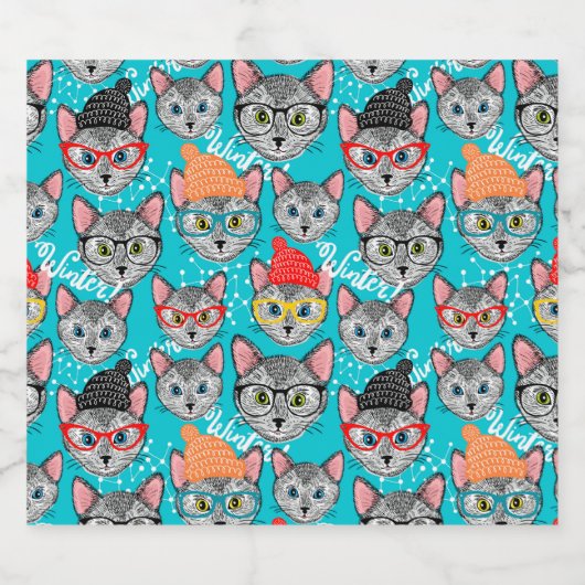 Katze im Hut Bierflaschenetikett (Einzelnes Label)