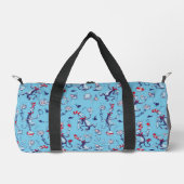 Katze im Hut | Blaues Muster Duffle Bag (Vorderseite)