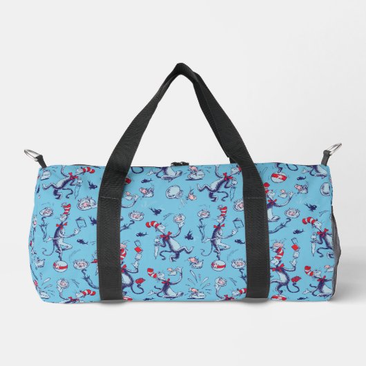 Katze im Hut | Blaues Muster Duffle Bag (Vorderseite)