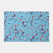 Katze im Hut | Blaues Muster Fußmatte (Vorderseite)