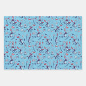 Katze im Hut | Blaues Muster Geschenkpapier Set (Vorderseite)