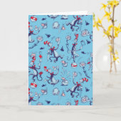 Katze im Hut | Blaues Muster Karte (Gelbe Blume)