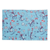 Katze im Hut | Blaues Muster Kissenbezug (Rückseite-Links)