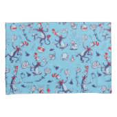 Katze im Hut | Blaues Muster Kissenbezug (Vorderseite-Rechts)