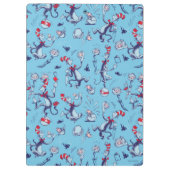 Katze im Hut | Blaues Muster Klemmbrett (Rückseite)