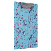 Katze im Hut | Blaues Muster Klemmbrett (Rechts)