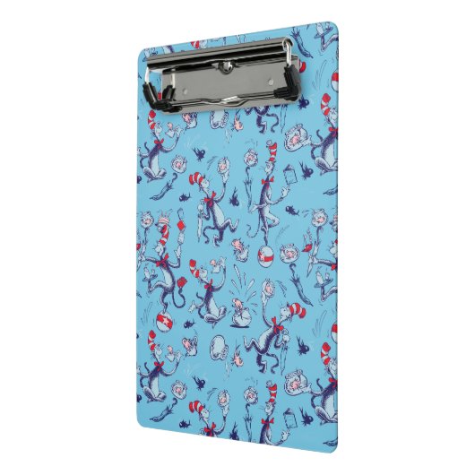 Katze im Hut | Blaues Muster Mini Klemmbrett (Gewinkelt2)