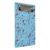 Katze im Hut | Blaues Muster Mini Klemmbrett (Schrägansicht)