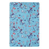 Katze im Hut | Blaues Muster Mini Klemmbrett (Rückseite)