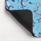 Katze im Hut | Blaues Muster Mousepad (Ecke)