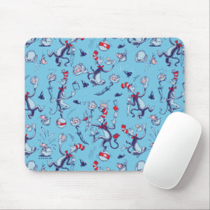 Katze im Hut   Blaues Muster Mousepad