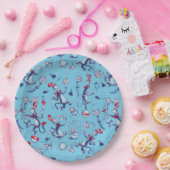 Katze im Hut | Blaues Muster Pappteller (Party)