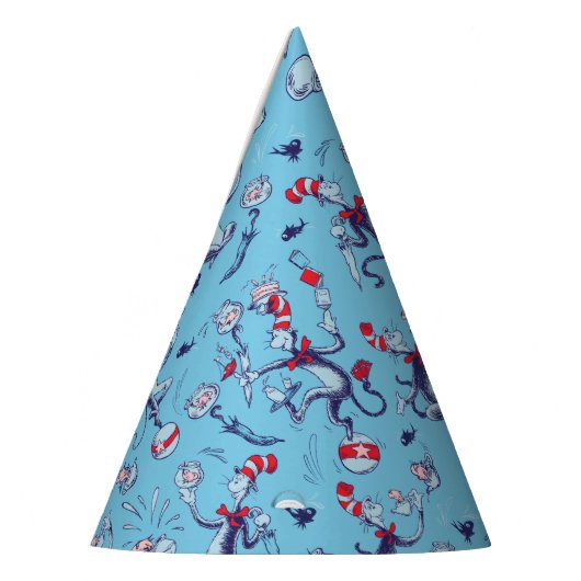 Katze im Hut | Blaues Muster Partyhütchen (Links)