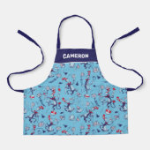 Katze im Hut | Blaues Muster Schürze (Vorderseite)