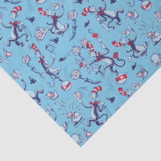 Katze im Hut | Blaues Muster Seidenpapier (Ausschnitt)