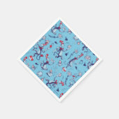 Katze im Hut | Blaues Muster Serviette (Ecke)