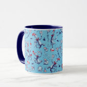 Katze im Hut | Blaues Muster Tasse (Vorderseite Links)