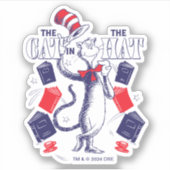 Katze im Hut | Bücher lesen Aufkleber (Vorderseite)