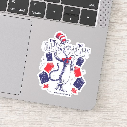 Katze im Hut | Bücher lesen Aufkleber (Detail)