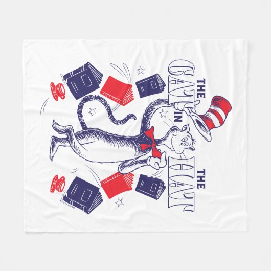 Katze im Hut | Bücher lesen Fleecedecke (Vorderseite (Horizontal))