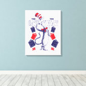 Katze im Hut | Bücher lesen Leinwanddruck (Insitu (Holzboden))