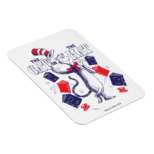 Katze im Hut | Bücher lesen Magnet (Rechte Seite)