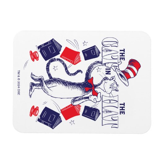 Katze im Hut | Bücher lesen Magnet (Horizontal)