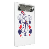 Katze im Hut | Bücher lesen Mini Klemmbrett (Schrägansicht)