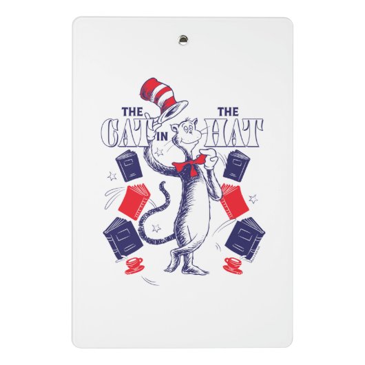 Katze im Hut | Bücher lesen Mini Klemmbrett (Rückseite)