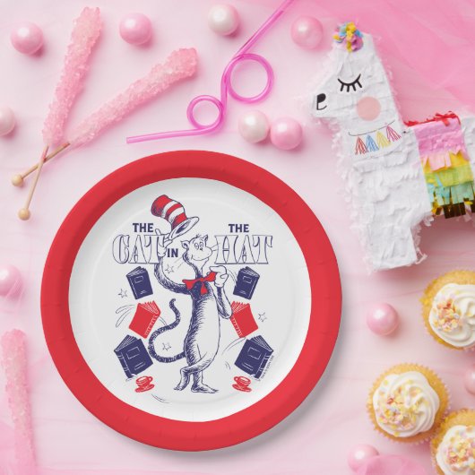 Katze im Hut | Bücher lesen Pappteller (Party)