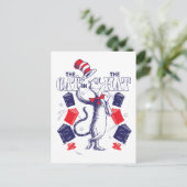 Katze im Hut | Bücher lesen Postkarte (Stehend Vorderseite)