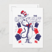 Katze im Hut | Bücher lesen Postkarte (Vorne/Hinten)