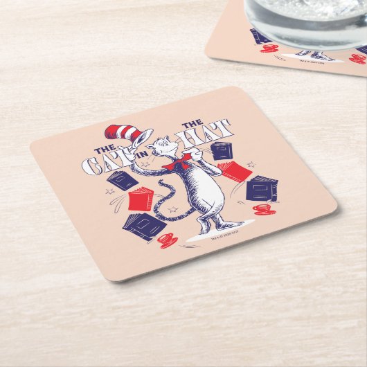 Katze im Hut | Bücher lesen Rechteckiger Pappuntersetzer (angewinkelt)