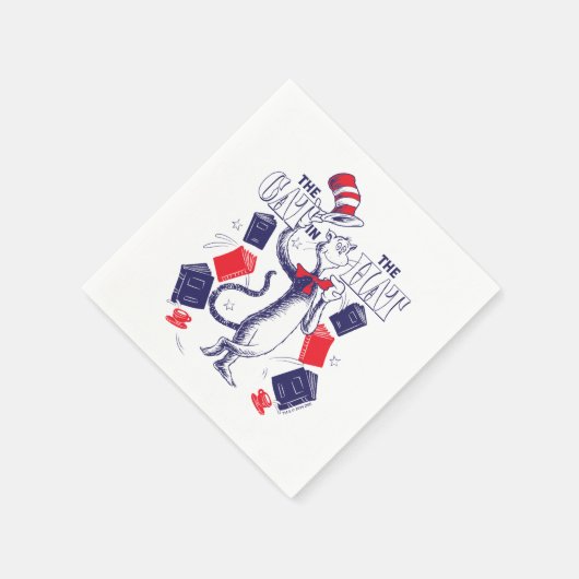 Katze im Hut | Bücher lesen Serviette (Ecke)