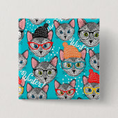 Katze im Hut Button (Vorderseite)