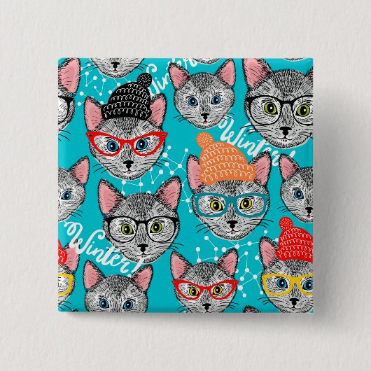 Katze im Hut Button (Vorderseite)