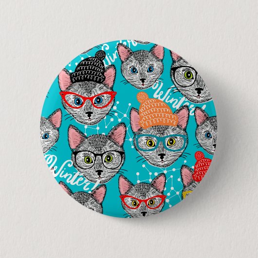 Katze im Hut Button (Vorderseite)