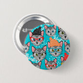 Katze im Hut Button (Vorne & Hinten)