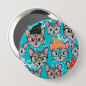 Katze im Hut Button (Vorne & Hinten)