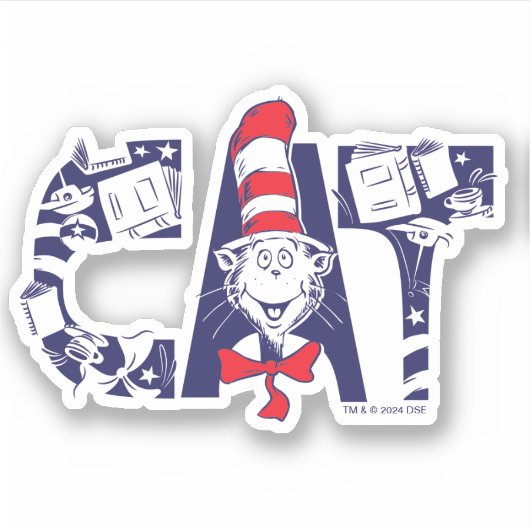 Katze im Hut | Cat-Face-Text Aufkleber (Vorderseite)