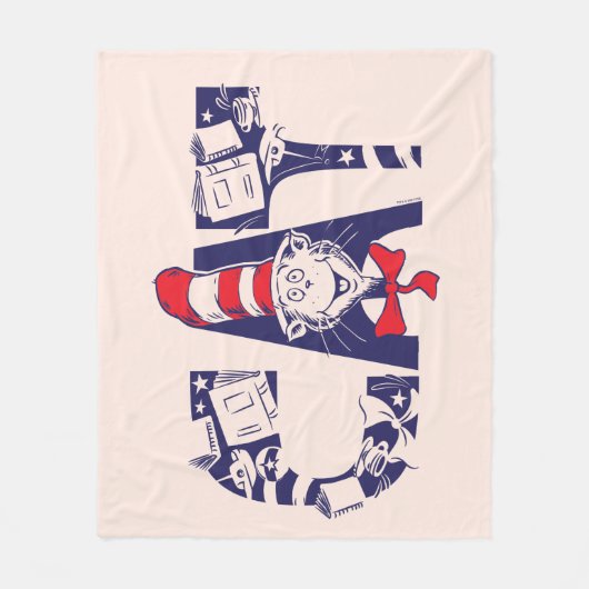 Katze im Hut | Cat-Face-Text Fleecedecke (Vorderseite)